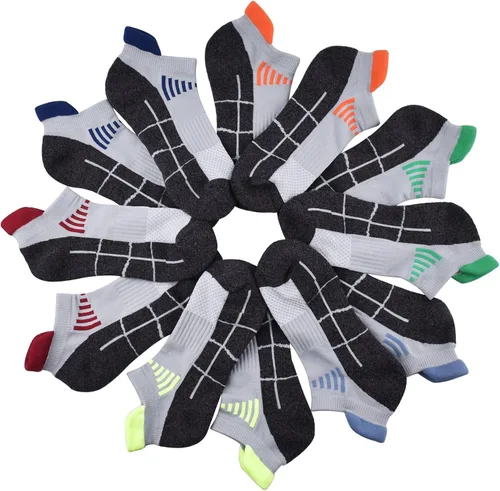 Vista 5 de JWMEET Mens Low Cut Ankle Athletic Socks Cotton Mesh Cushioned Running Ventilation Sports Tab Socks