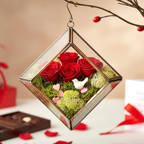 Vista 6 de D'Eco Glass - Mini exhibición de diamantes (5 x 5 x 3.5 pulgadas), terrario para macetas colgantes, decoración de primavera y Pascua, hogar y boda