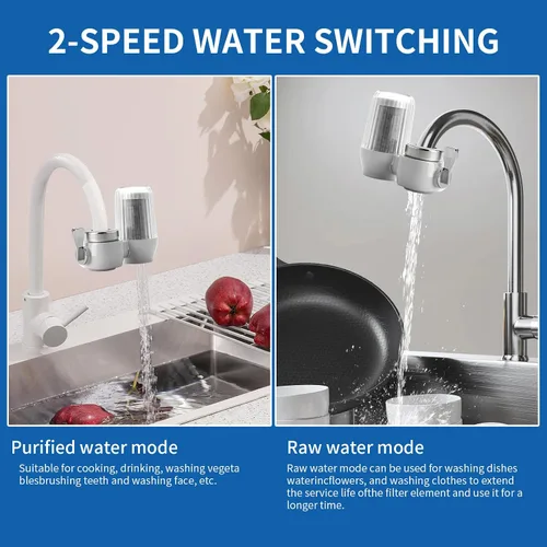 Vista 5 de Filtro de agua para grifo del fregadero, filtro de agua del fregadero, reduce el cloro, la arena y los olores, purificador de agua de modo doble
