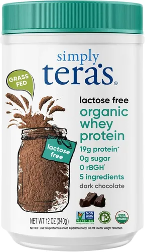 Vista 7 de simply tera's Polvo de proteína de suero orgánico sin lactosa, sin lactosa, vainilla, 0.71 oz de proteína por porción, sin OMG, sin gluten, sin