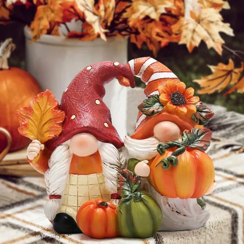 Vista 6 de Hodao - Decoración de gnomo de calabaza de Acción de Gracias, certerpiece