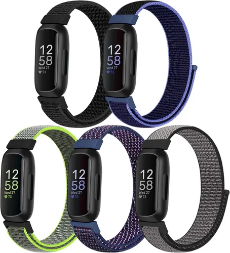 Vista 10 de Bcuckood Correa de nailon compatible con Fitbit Inspire 3/2/HR/Fitbit Ace 3/2, correa deportiva de nailon suave, transpirable, ajustable, correa