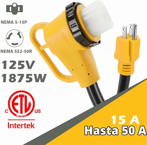 Vista 4 de Adaptador RV de 50 amperios a 110 con conector de bloqueo