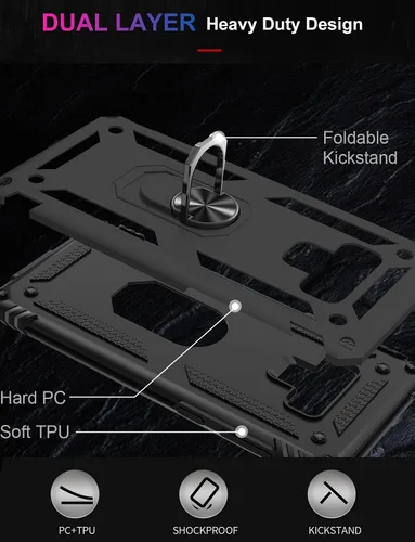 Vista 2 de IKAZZ Funda protectora para Galaxy Note 9, de grado militar, a prueba de golpes, resistente, pasa la prueba de caída de 16 pies con soporte Bonito