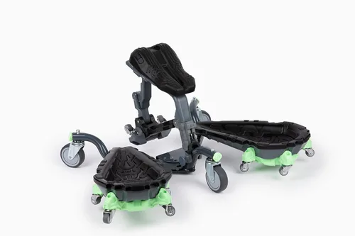 Vista 2 de Rodilleras rodantes V3, rodilleras móviles ergonómicas duraderas con asiento, capacidad de giro de 360°, soporta 360 libras, compactables, óptimas