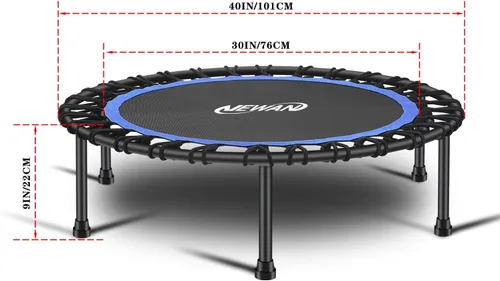 Vista 3 de Newan Mini trampolín silencioso de 40 a 48 pulgadas, trampolín de fitness, bungee rebote, entrenamiento cardiovascular, entrenamiento para adultos