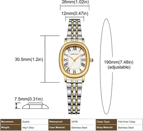 Vista 5 de Watches for Women Vintage Bracelet Roman Dial Square Case Silver Watch Waterproof