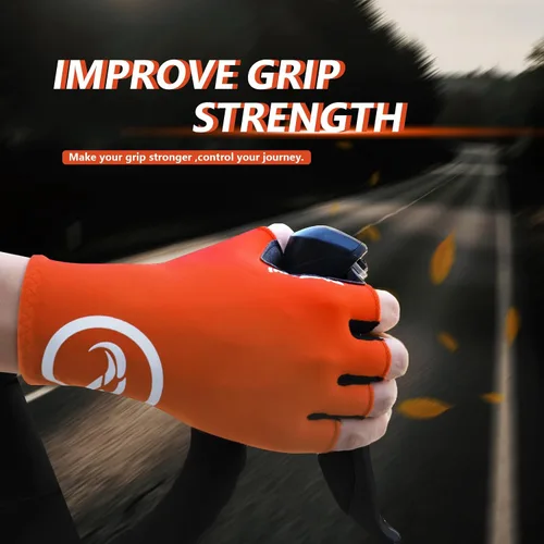 Vista 3 de Guantes de ciclismo para hombres y mujeres, guantes de ciclismo sin dedos, antideslizantes, 0.197 in, acolchados, absorben los golpes, transpirables