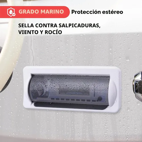 Vista 2 de Pyle Pyle PLMRCW2 - Cubierta estéreo marina resistente al agua, protector de radio de barco resistente con puerta abatible y liberación con resorte