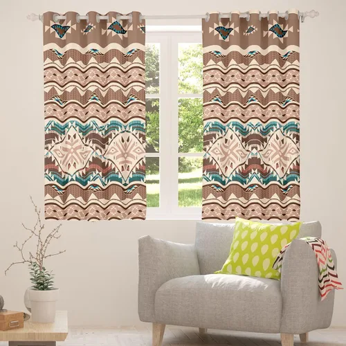 Vista 4 de Cortinas y cortinas occidentales de 76 x 45 pulgadas, cortinas aztecas, exóticas, nórdicas, bohemias, opacas, tribu india, geometría, étnica