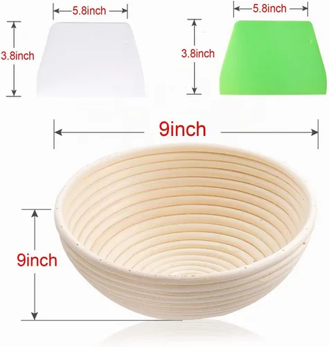 Vista 2 de Wwyybfk Banneton - Cesta para hornear pan, suministros para hornear pan de masa madre de 9 pulgadas