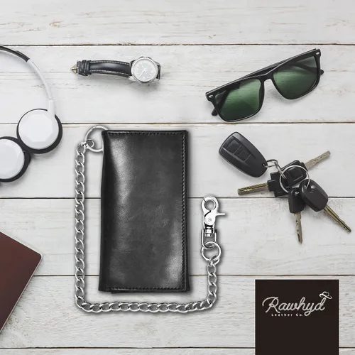 Vista 6 de RAW HYD - Cartera larga de cuero para hombres Funda de chequera doble un gran regalo para hombres