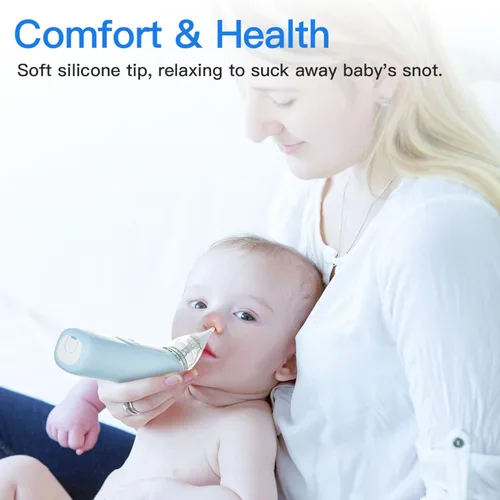 Vista 2 de X-Bosak Aspirador nasal para bebé, ventosa nasal eléctrica para bebé, succión de mocos con 5 niveles de succión, luz calmante y rimas infantiles