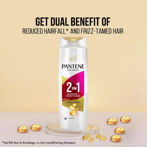 Vista 3 de Pantene Champú + acondicionador 2 en 1 anti caída del cabello, 11.5 fl oz