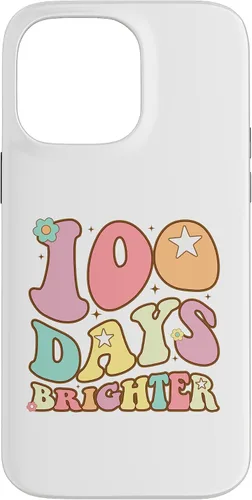 Vista 21 de 100 Days Brighter Happy 100th Day of School Groovy Kids Girl Case for iPhone XR