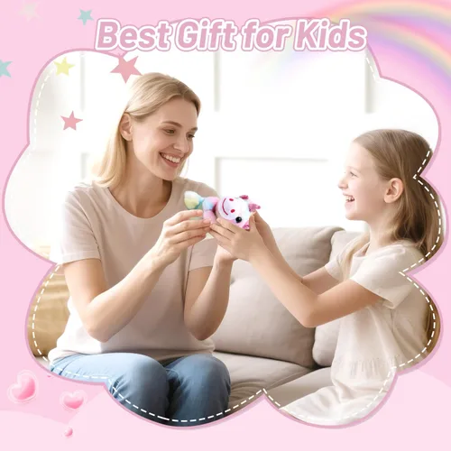 Vista 5 de Juguetes de peluche con imán de unicornio para el hombro, lindo regalo de peluche para niñas de 3 a 8 años, accesorios de disfraz, regalos para niños