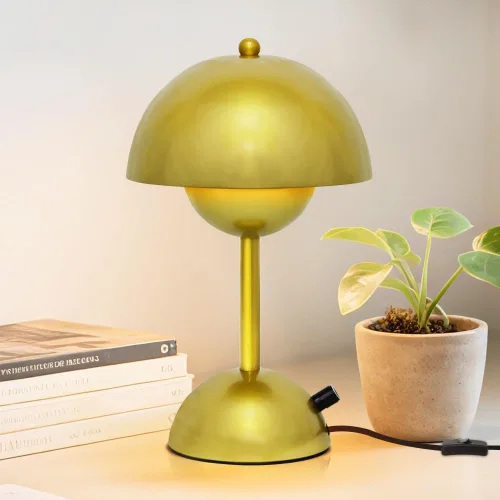 Vista 12 de Lámpara de mesa con control táctil, lámpara de seta dorada regulable, luz nocturna para dormitorio, sala de estar, estudio, cafetería, oficina, luz
