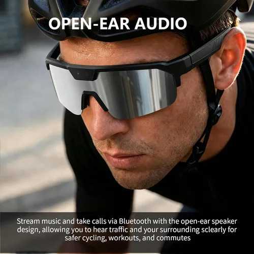 Vista 4 de Lentes inteligentes con inteligencia artificial con cámara, gafas de grabación de video con antivibración, gafas de sol inteligentes con Bluetooth