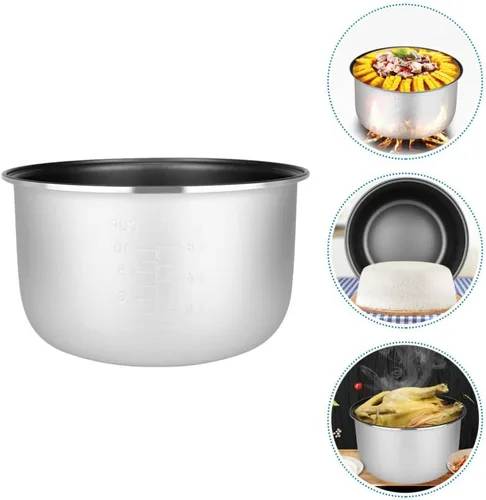 Vista 9 de Housoutil - Olla de repuesto para arrocera antiadherente, olla interior accesorios eléctricos de 7.28 x 7.28 x 4.33 pulgadas, inserto para sopa