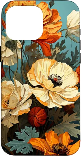 Vista 19 de Funda de flores mexicanas para iPhone 12 Pro Max Marigold Flower and Teal Aqua Blue Cyan