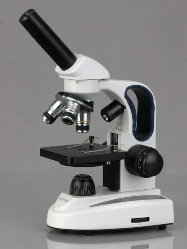 Vista 3 de AmScope Microscopio monocular compuesto inalámbrico M158C-2L-PB10-WM, oculares WF10x y WF25x, aumento de 40x-1000x, iluminación LED superior e