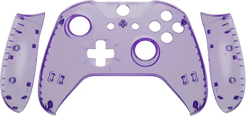 Vista 9 de eXtremeRate Transparent Clear Atomic Purple Faceplate Side Rails for Xbox One Wireless Controller Model 1708, Replacement Front Housing Shell Panels