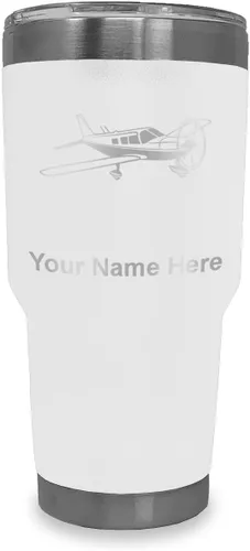 Vista 17 de LaserGram Vaso aislado al vacío de 20 onzas, avión de ala baja, grabado personalizado incluido (negro) Engraved Gift for Pilots, Vacuum Insulated