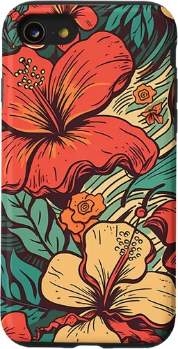 Vista 18 de iPhone 16 Vintage Hawaii Hibiscus Pattern Retro Tropical Hawaiian Case