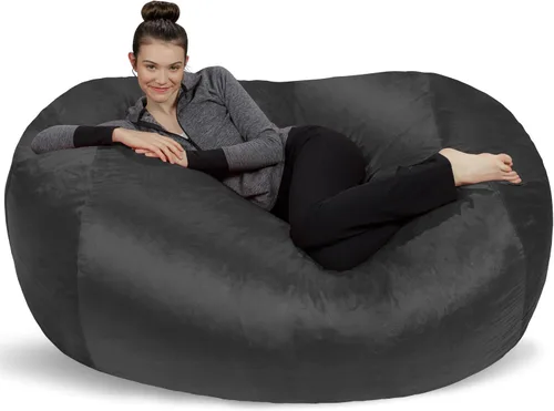 Vista 8 de Puf grande de 6 pies Sofa Sack Bean Bags, Microfibra, Camel Camello