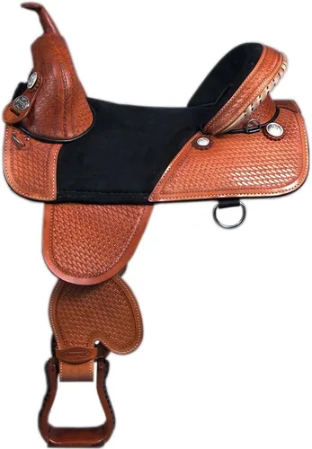Vista 13 de HILASON Western Treeless Trail Barrel Saddle American Leather Negro
