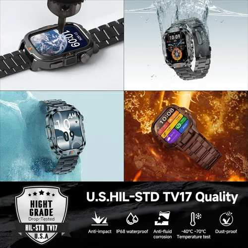 Vista 2 de Reloj inteligente para hombre, respuesta militar, con pantalla de 2.01 pulgadas, más de 170 modos deportivos, reloj inteligente de fitness, IP68