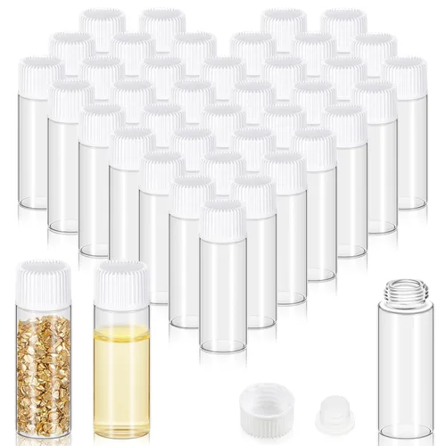 Vista 15 de Lallisa - 200 frascos de vidrio de 0.2 fl oz con tapas de rosca, botellas de vidrio pequeñas a prueba de fugas a granel, mini viales de muestra