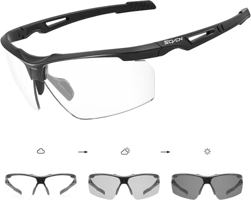 Vista 12 de SCVCN Gafas de sol deportivas fotocromáticas para ciclismo, gafas transparentes para hombres y mujeres, protección UV400, MTB BMX, pesca, correr, S86