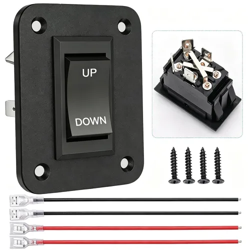 Vista 9 de TWTADE Interruptor de inversión de polaridad de bloqueo 12V 10A Control de motor CC 6 pines 3 posiciones ON-OFF AC 110V-220V Interruptor de palanca