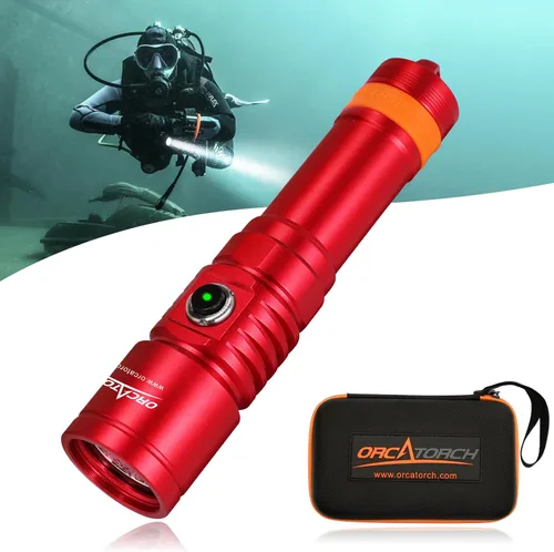 Vista 8 de ORCATORCH D710 Luz de Buceo, Linterna Subacuática Super Brillante de 3000 Lúmenes con Haz Estrecho de 6 Grados, Antorcha de Buceo Nocturna Negro