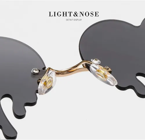 Vista 4 de ZUZU - Gafas de sol para mujer con estuche para gafas, corazón de moda con forma de lágrimas, gafas de sol sin borde, gafas de sol geniales