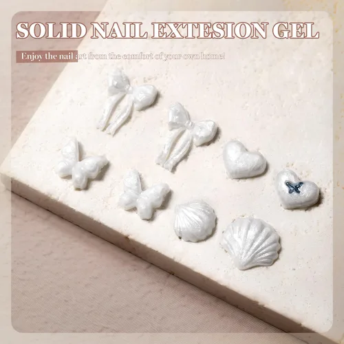 Vista 6 de RARJSM Gel de escultura 3D blanco perla para arte de uñas, gel sólido lechoso nacarado no pegajoso, construcción esculpida, tallado, extensión