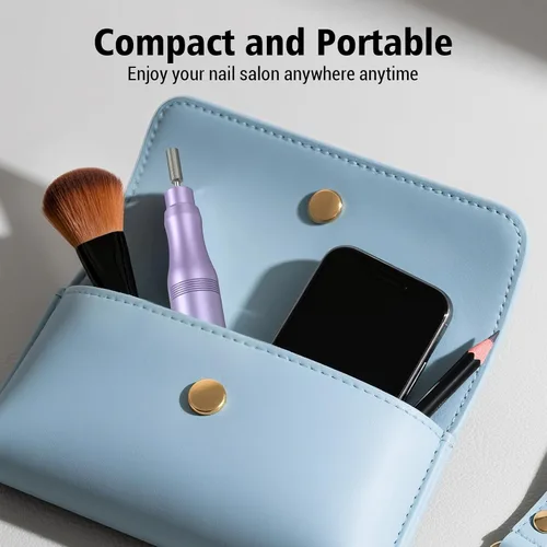 Vista 16 de Kit profesional de taladro de uñas eléctrico, juego de herramientas de manicura de lima de uñas inalámbrica 5 Adjustable Speed, Rechargeable Púrpura