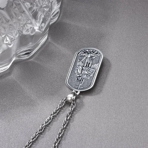 Vista 3 de Odinstone Collar de plata de ley 925 con medalla de San MiguelSan CristóbalSan BenitoCrucifijo de JesúsSan UrielArcángel Rafael para hombres