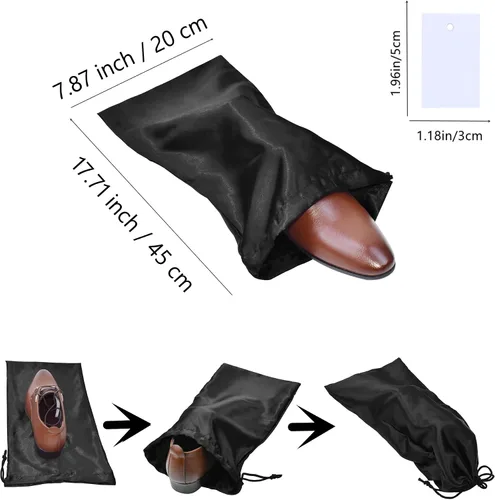 Vista 5 de GONGKANGYUAN Paquete de 10 bolsas para zapatos de viaje de tela de satén con cordón para hombres y mujeres, para guardar zapatos de protección