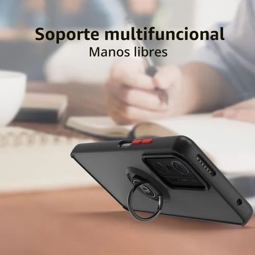 Vista 6 de QUIETIP Funda compatible con Xiaomi 11T y 11T Pro con protector de pantalla, TPU + policarbonato duro a prueba de golpes, anillo magnético para Negro