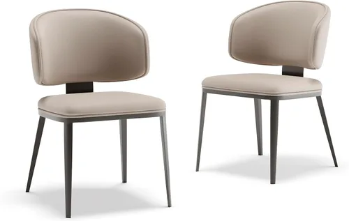 Vista 8 de Juego de 2 sillas de comedor modernas con respaldo alto, cómodas, sillas tapizadas a la moda para sala de cocina, silla de comedor sin brazos