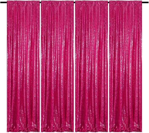 Vista 15 de Cortinas de Fondo de Lentejuelas Negras Cortinas Brillantes con Purpurina 2FTx8FT 2 Paneles para Decoraciones de Bodas Fiestas de Cumpleaños