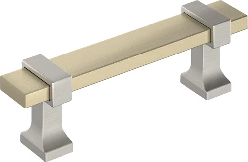 Vista 22 de Amerock Overton - Tirador para gabinete de 96 mm de centro a centro en acabado negro mate cepillado/bronce champán, BP36681BMBCZ