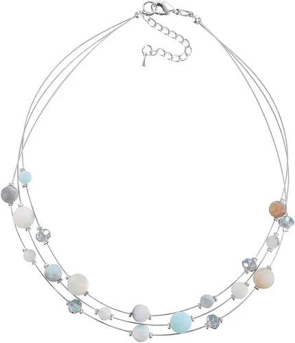 Vista 7 de PEARL&CLUB Collar de cristal en capas para mujer, gargantilla con cadena de plata gruesa, regalos de cumpleaños para mujer