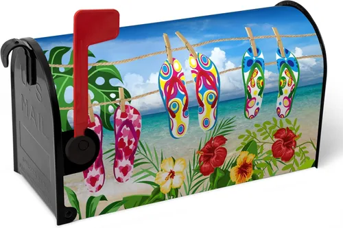 Vista 69 de Funda magnética para buzón patriótico de verano del 4 de julio, cubierta para buzón de bandera de Estados Unidos, diseño floral, Día