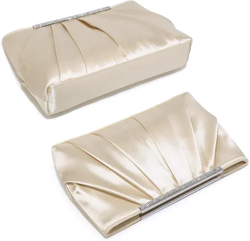 Vista 2 de Dasein - Bolsos de mano elegantes con pliegues para mujer, bolsos formales de noche con diamantes de imitación para bodas, fiestas, graduaciones