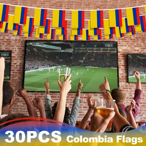 Vista 5 de Guirnalda de Banderines de Colombia, Pequeñas Mini Banderas Colombianas Guirnalda de Banderines, Decoración Nacional del País para Escuela, Fiesta