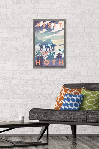 Vista 2 de Trends International Star Wars: Hoth - Póster de pared Visit Hoth, 14.725 x 22.375 pulgadas, versión enmarcada de madera de granero