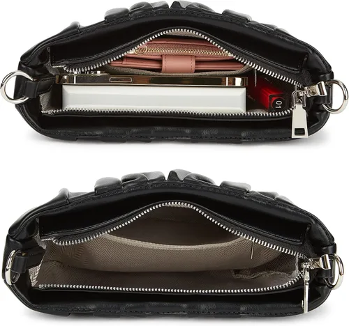 Vista 4 de Bolso bandolera pequeño de cuero para mujer, con cremallera, con 2 correas